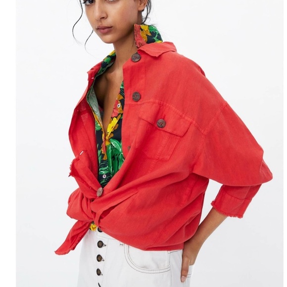 ZARA Linen Blend Jacket - Oversized - Picture 1 of 8